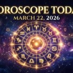 Horoscope today March 22 2026 showing zodiac wheel with all 12 zodiac signs and cosmic astrology background for daily horoscope predictions